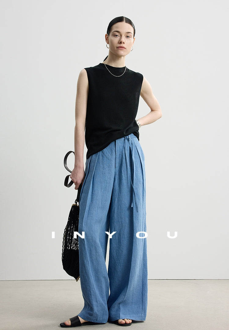 Round Neck Slim Sleeveless Tops_BDHL7484