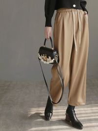 PU Leather Draped Straight Pants_BDHL6869