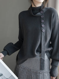 Strap-Neck Lantern-Sleeved Knit_BDHL6778