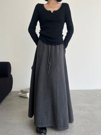 Knitted Draped Maxi-Length Skirt_BDHL6549