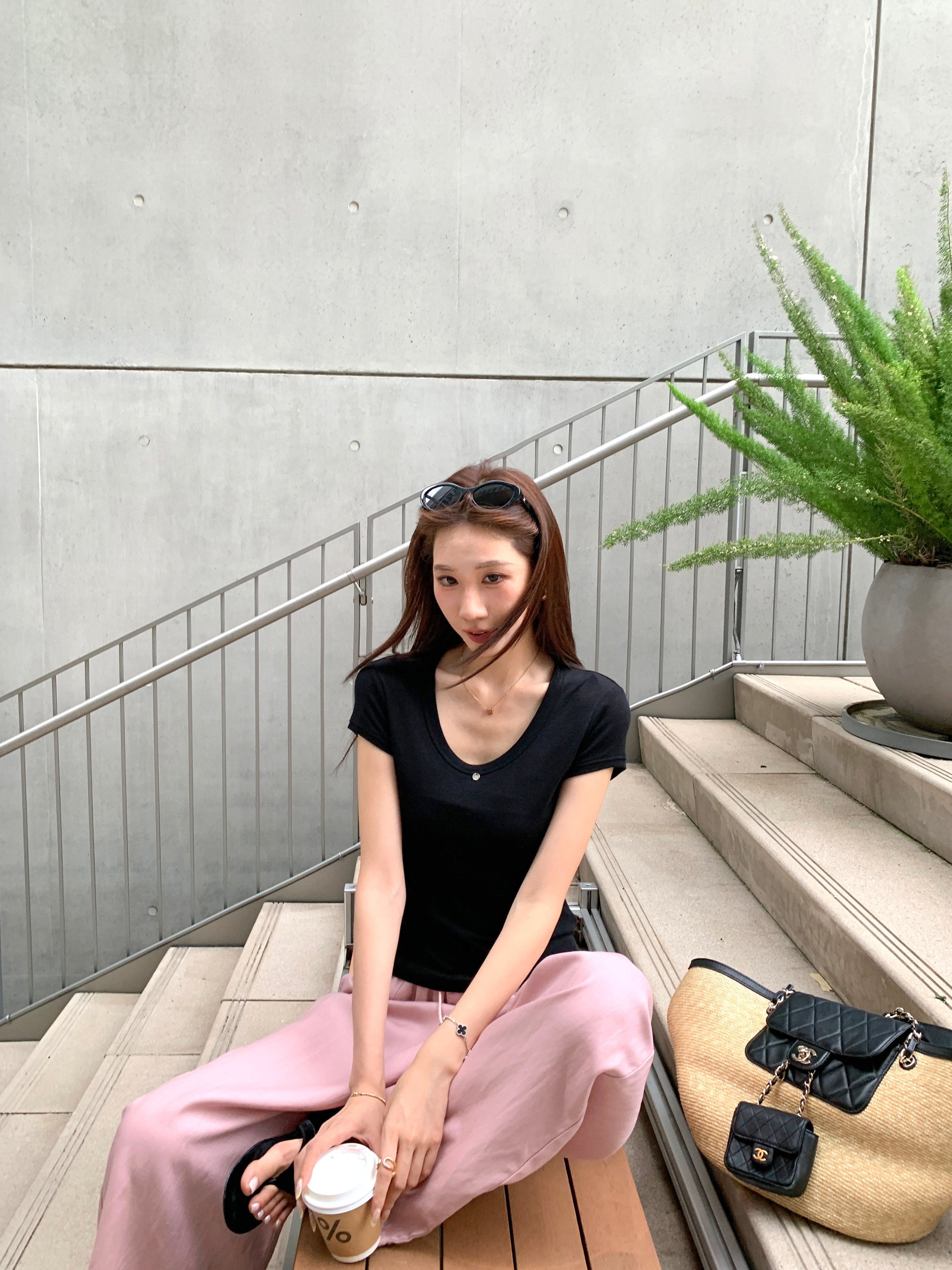 Tencel-Wool Slim Short-Sleeve Top_BDHL8335