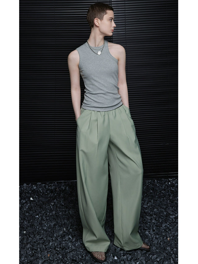 Light green casual straight pants_BDHL5926