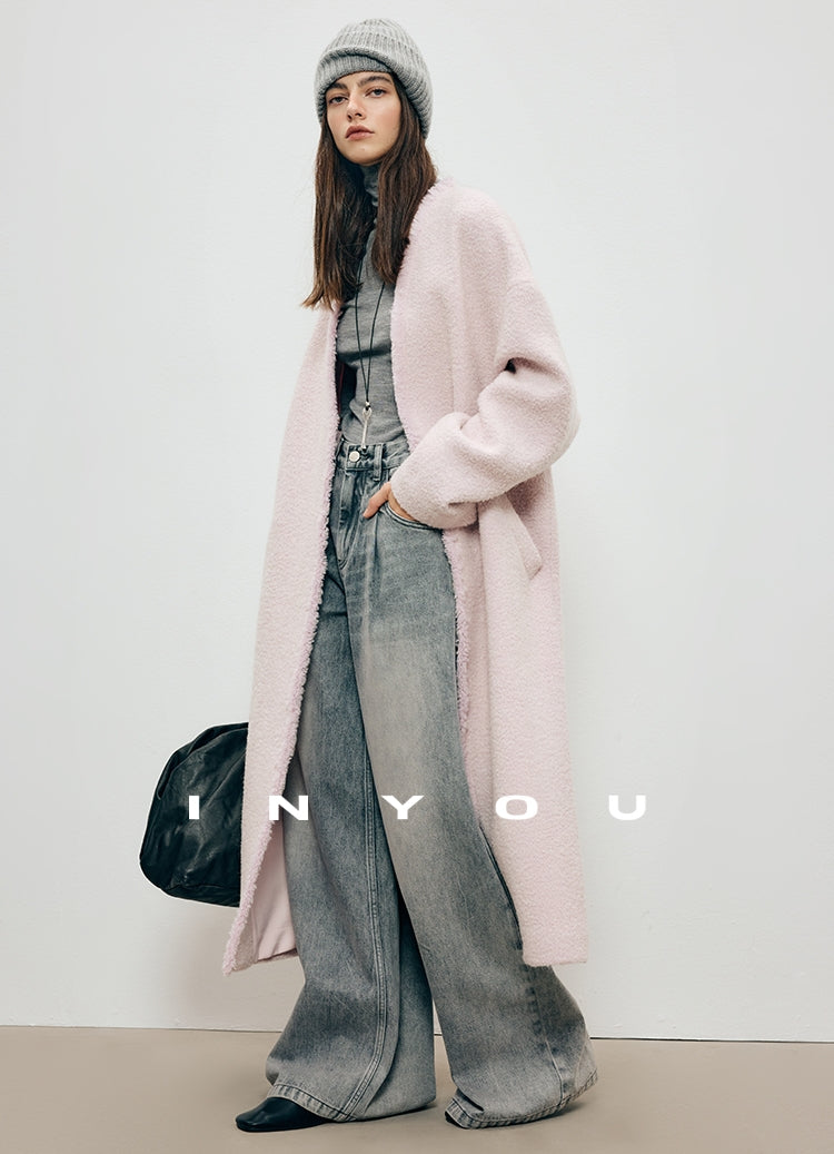 Collarless Fluffy Long Coat_BDHL7909