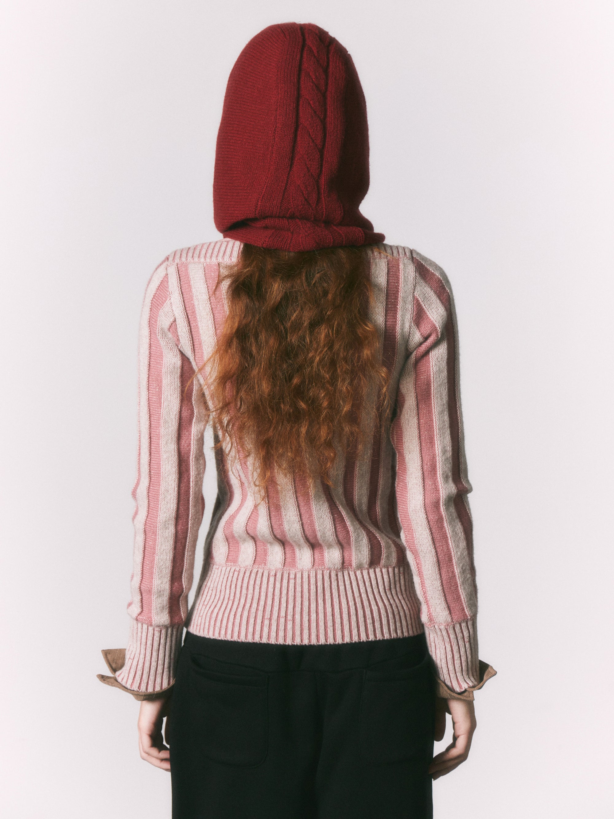 Contrast Color Hooded Scarf_BDHL6963