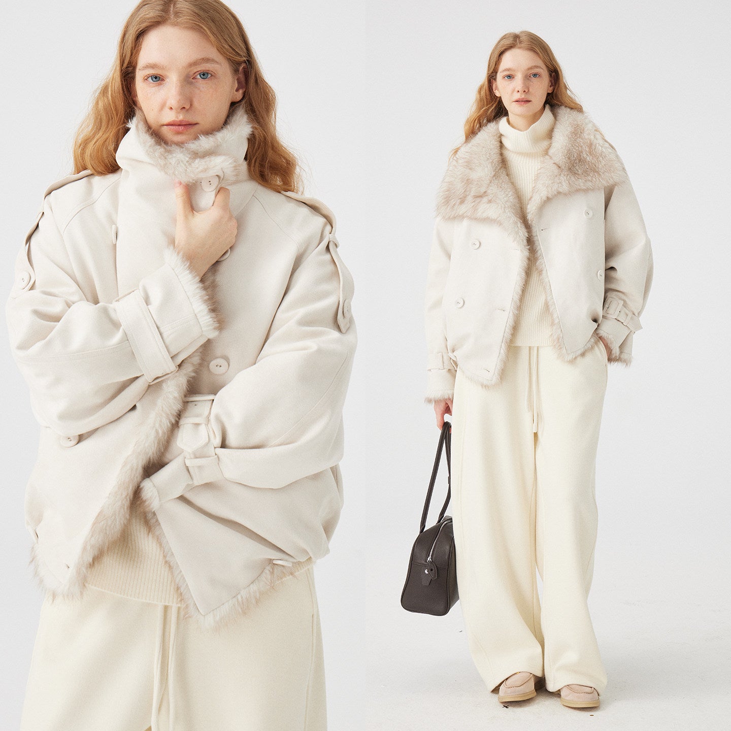 Fluffy-Collar Short-Length Jacket_BDHL8118