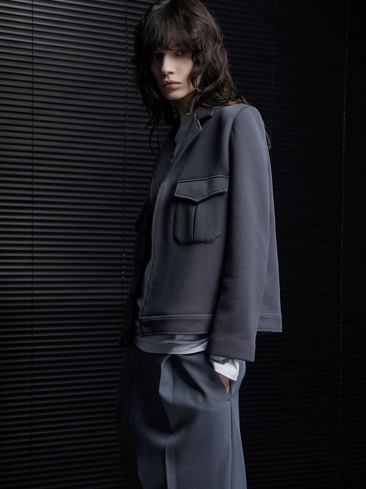 Gray Lapel Suit Jacket_BDHL7792