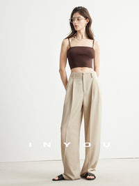 High Waist Tucked Straight Pants_BDHL6952