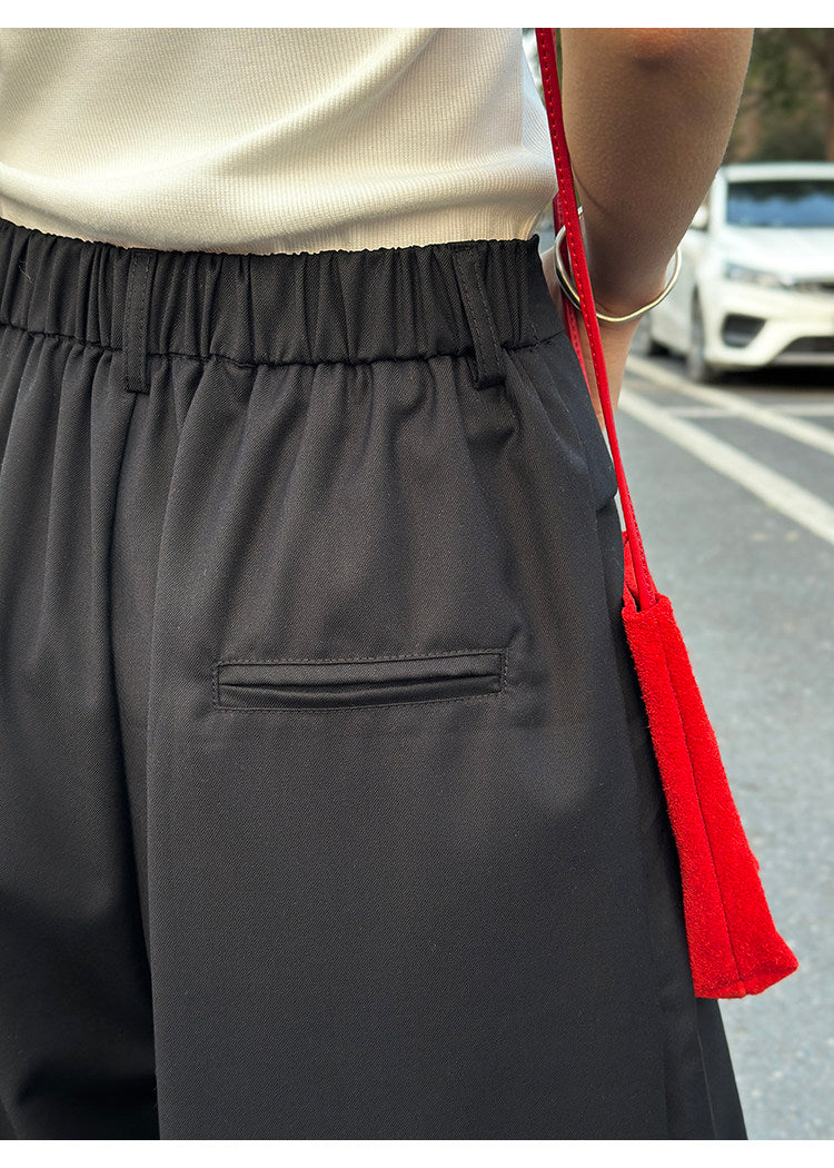 Double Layered Drawstring Wide Leg Drape Pants_BDHL8261