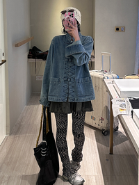 String Fastening Denim Jacket_BDHL6405