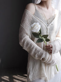 Knitted Cardigan And Lace Camisole Set_BDHL7414
