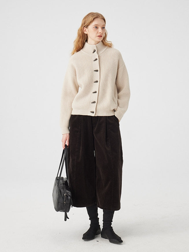 立領羅紋針織開襟衫_BDHL8117