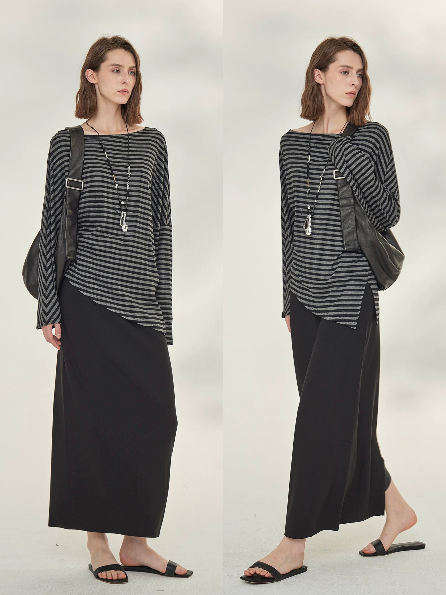 Striped Tops Or Stretch Slim Skirt_BDHL7739