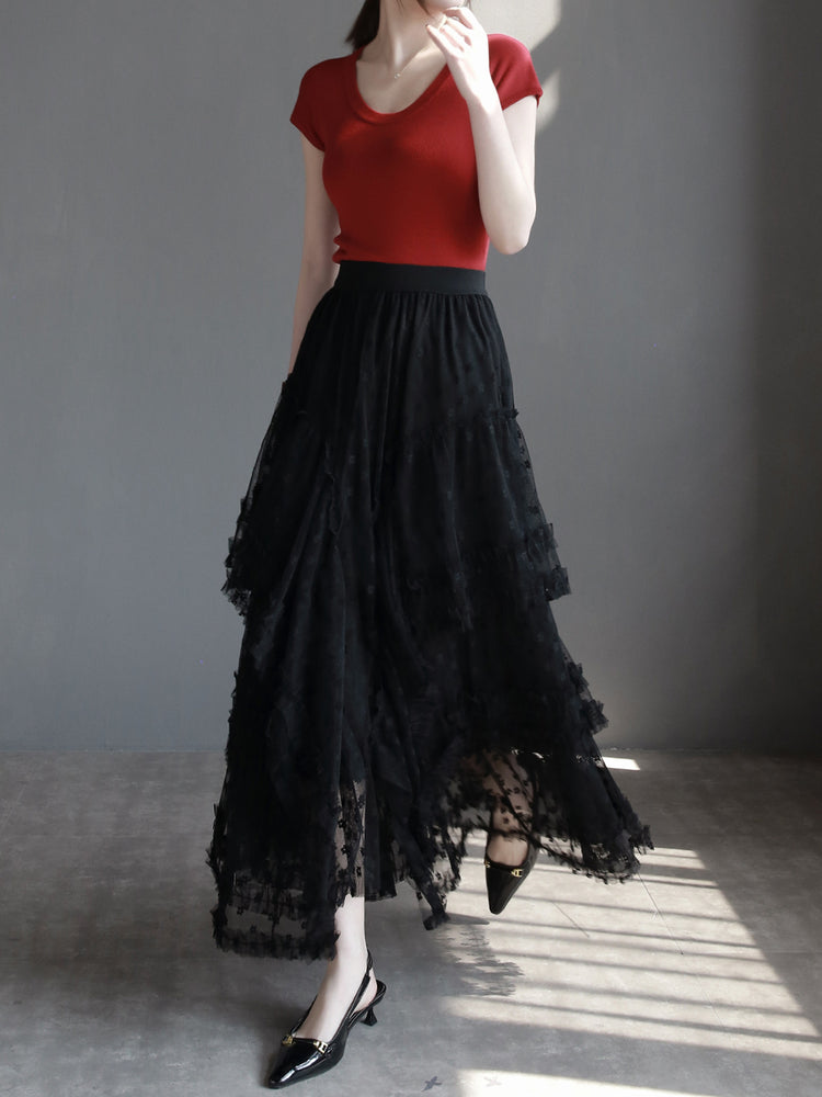 Sweet Long Gauze Skirt_BDHL7269