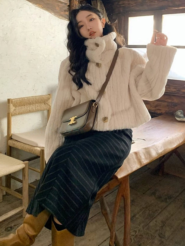 Stand-Collar Thick Short Coat_BDHL7822