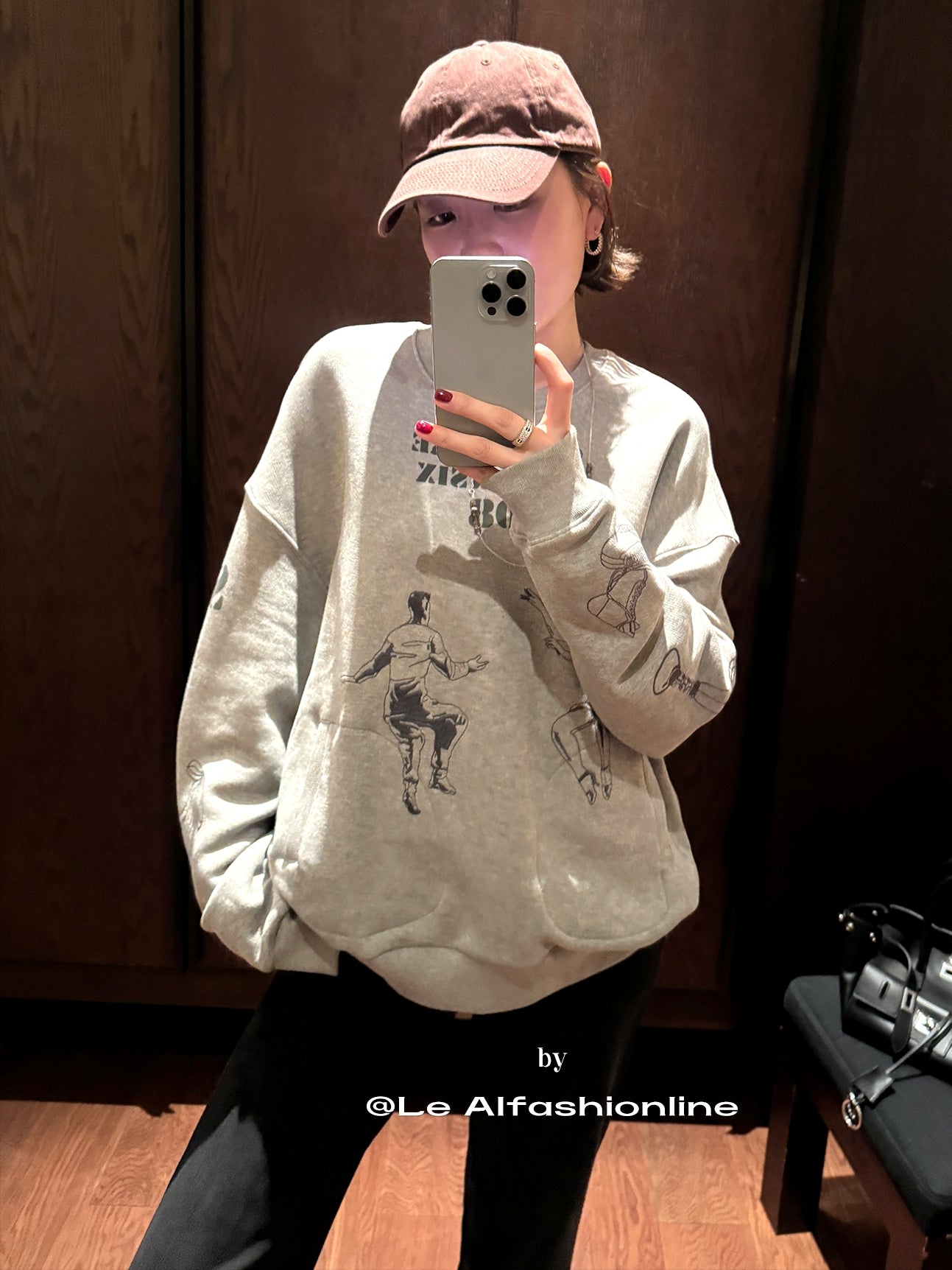 Embroidered Print Gray Sweatshirt_BDHL7842