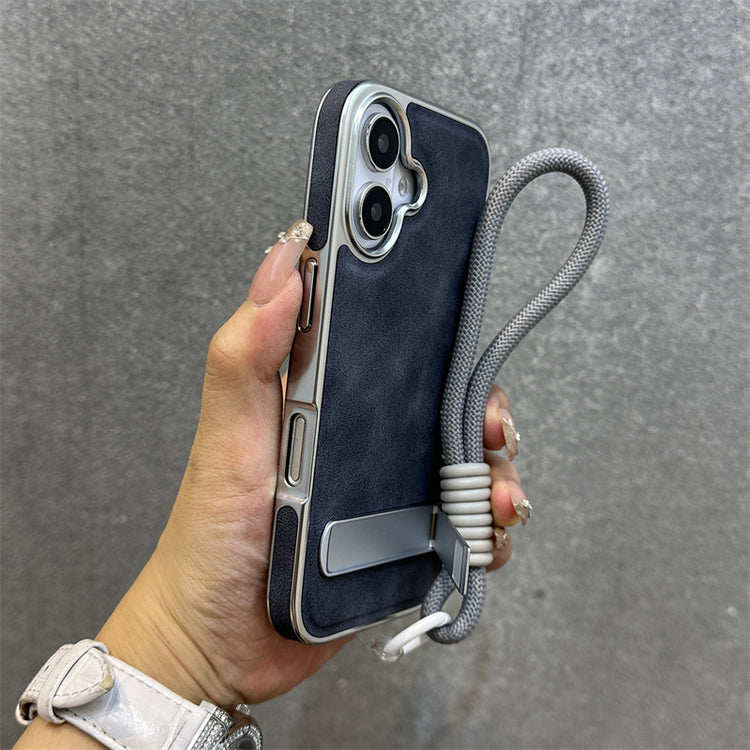 Sleek Edge Metallic Phone Case Shockproof with Hidden Support_HL3264