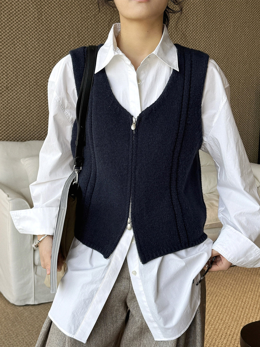 Double-Zip Sleeveless Tops_BDHL8150