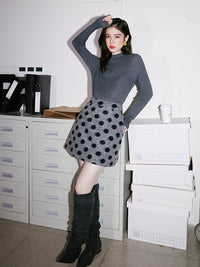 Polka Dot Simple Mini Skirt_BDHL6752