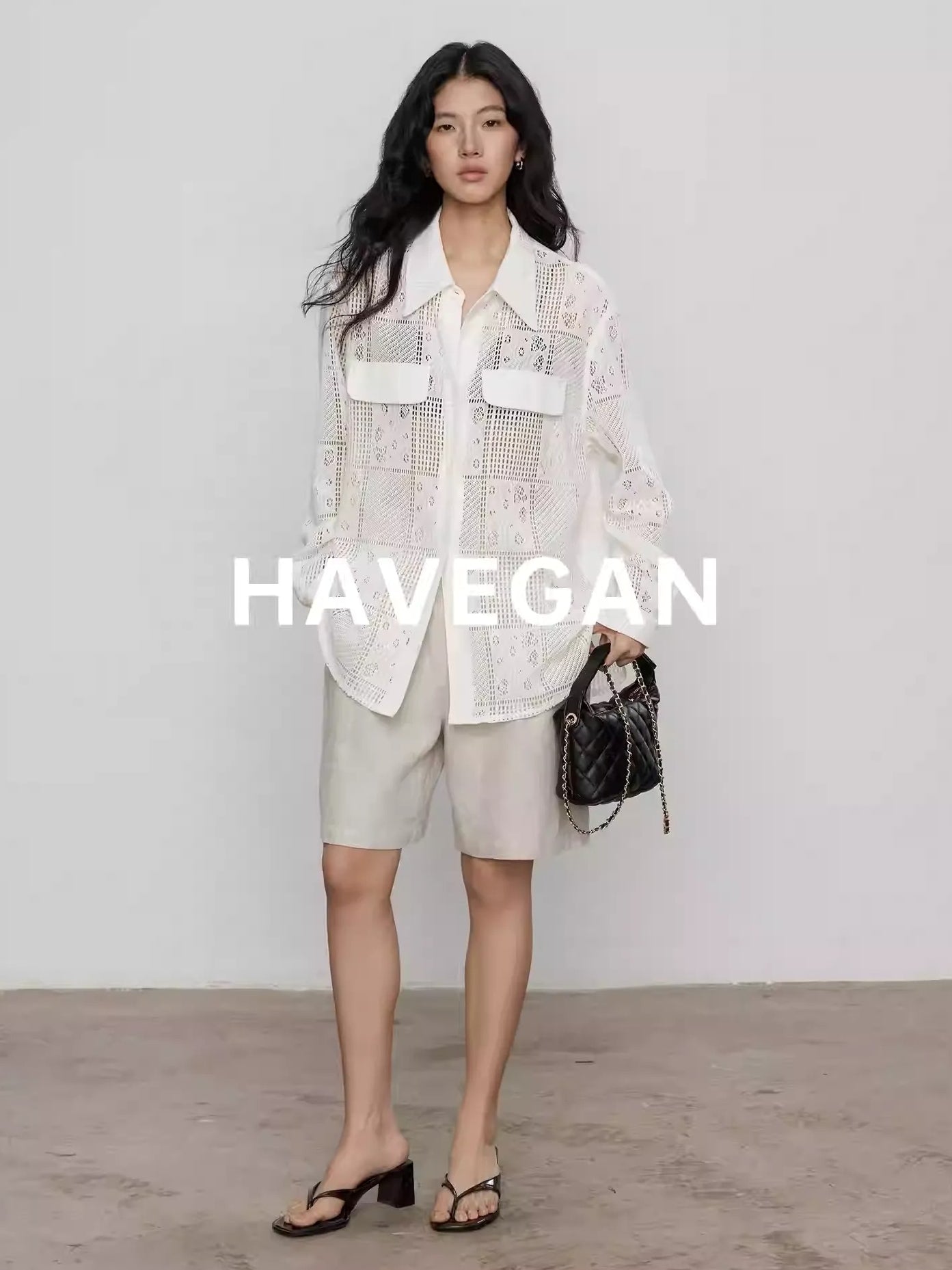 Hollow Lace Knitted Shirt Jacket_BDHL7367