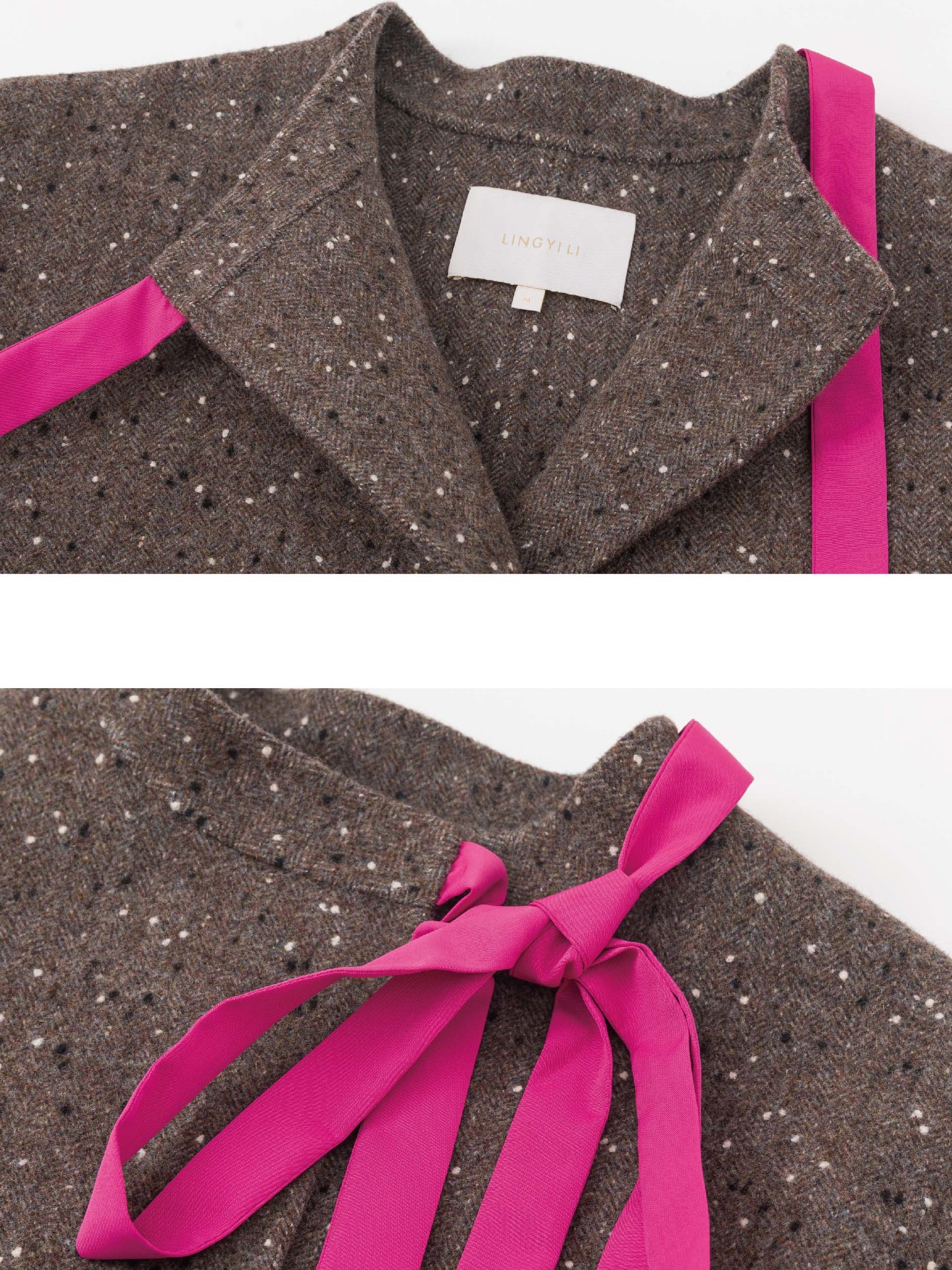 Ribbon Tie Collar Straight Coat_BDHL6758