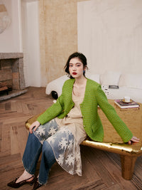 Green Tweed Jacket Or Skirt_BDHL6842