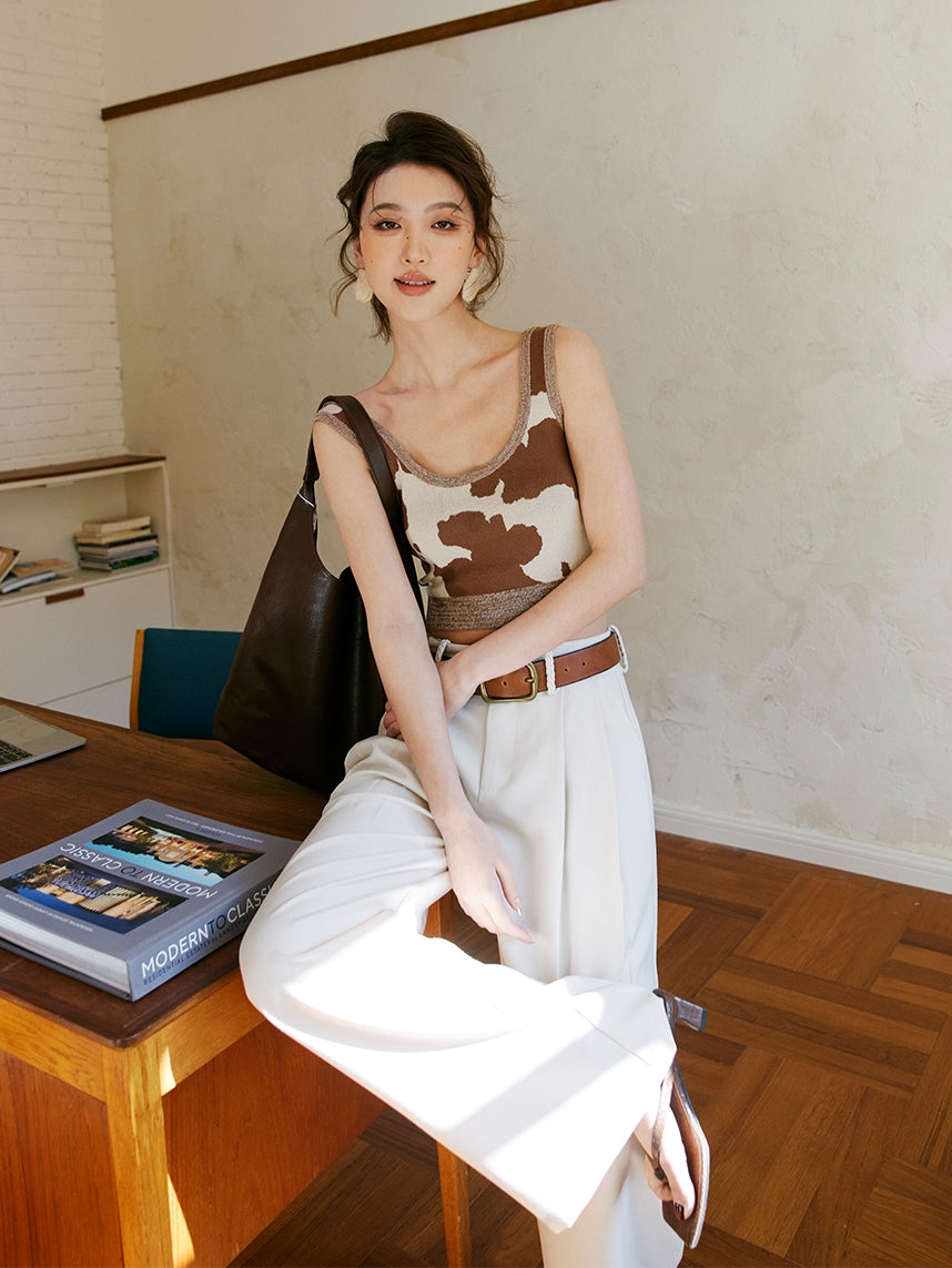 Cow U-Neck Short Tank Top_BDHL7475