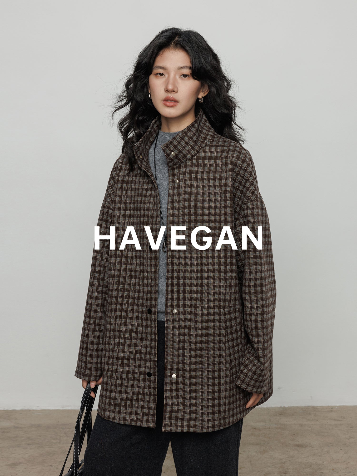 立領格紋上衣_BDHL7961