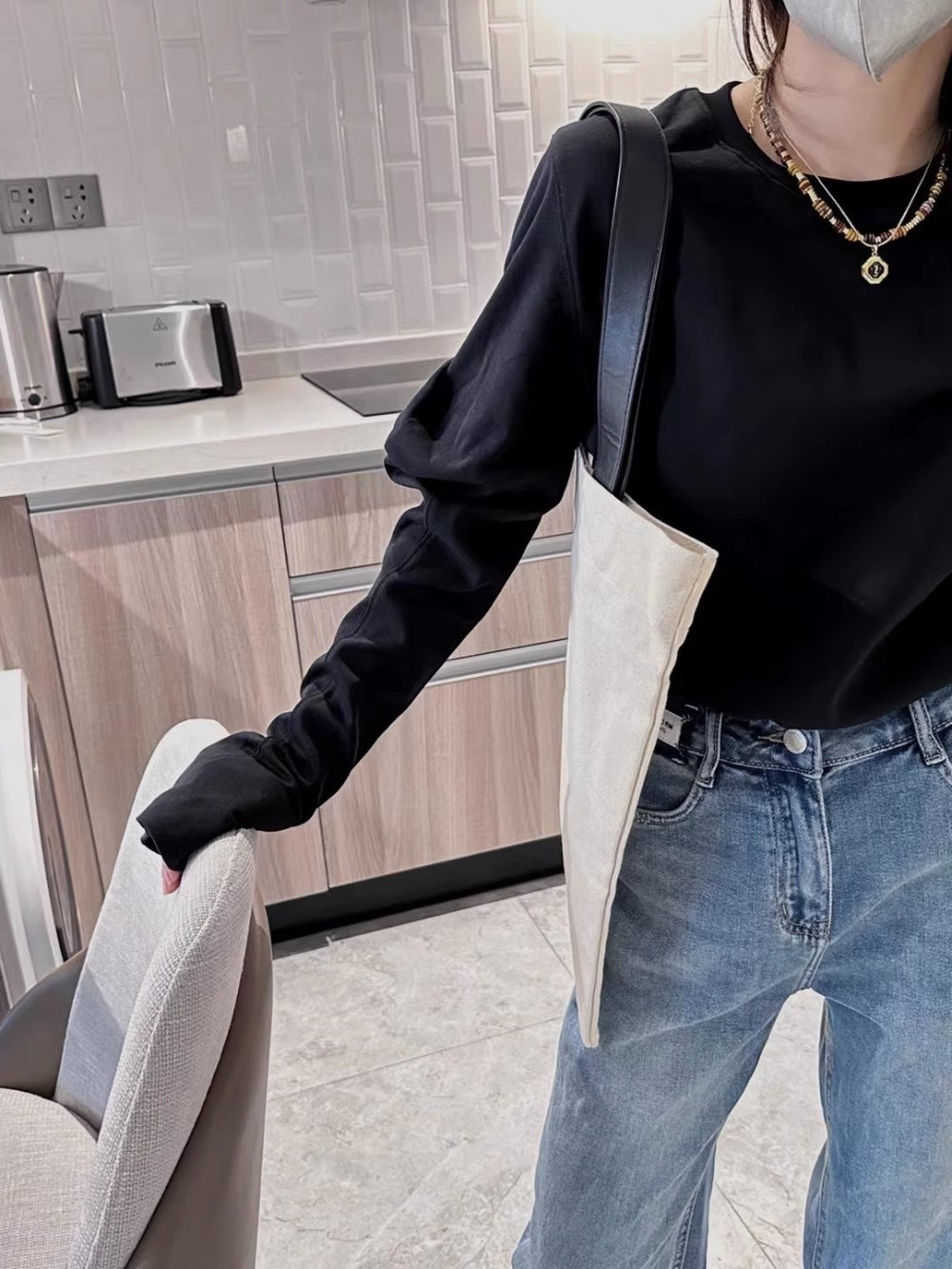 Puff Sleeve Long Sleeve Tops_BDHL8008