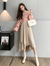 Irregular A-Line Pleated Skirt_BDHL7219