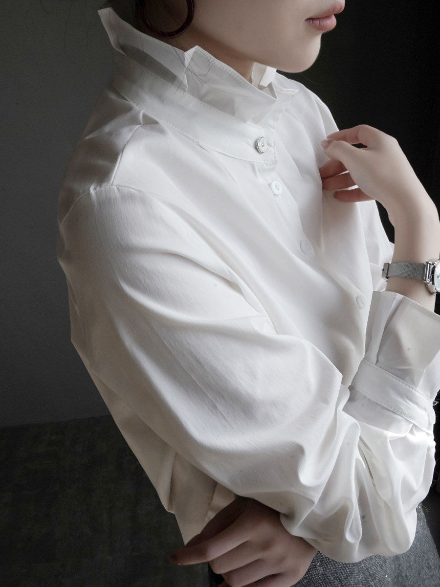 紋理立領修身款長袖襯衫_BDHL8257