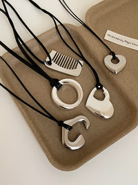 Black Rope Motif Necklace_BDHL7440