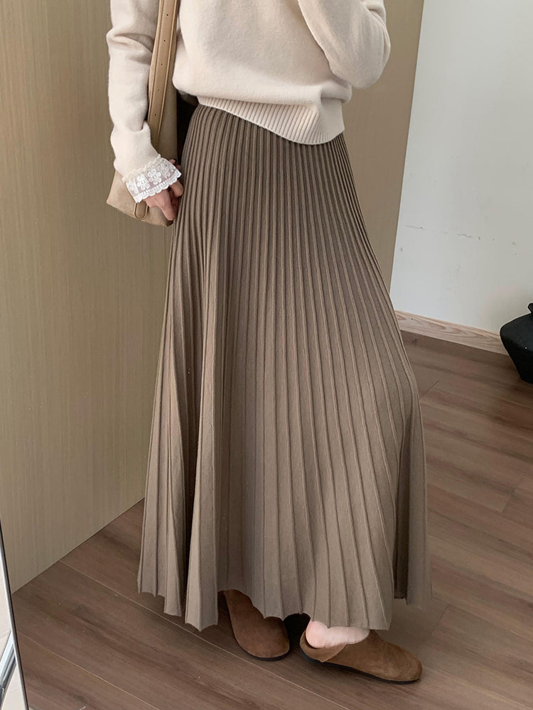 High Waist Slim Pleated Skirt_BDHL7055