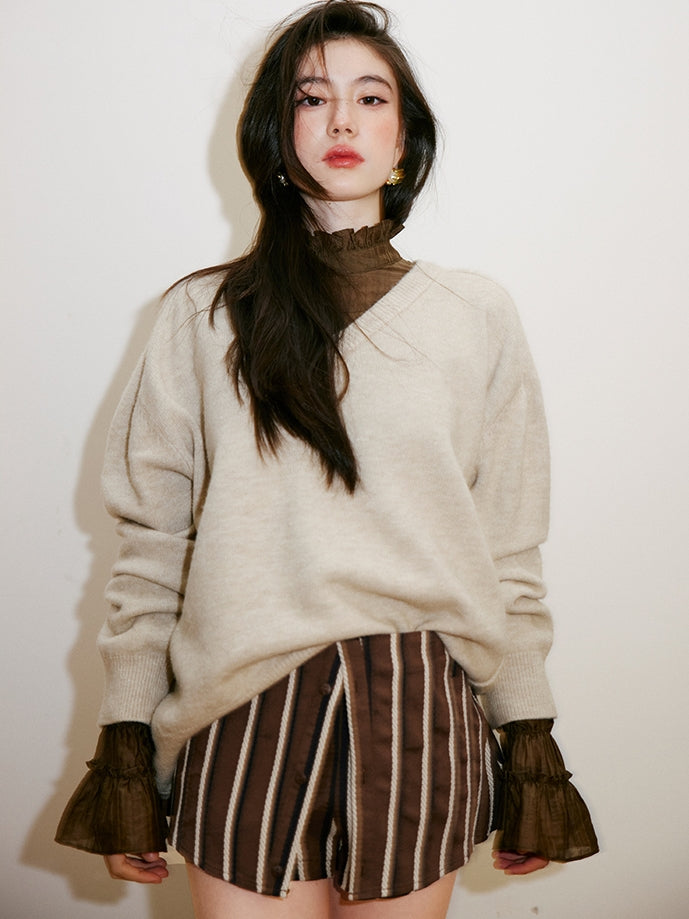 Shirt-Layer Style Striped Shorts_BDHL6753