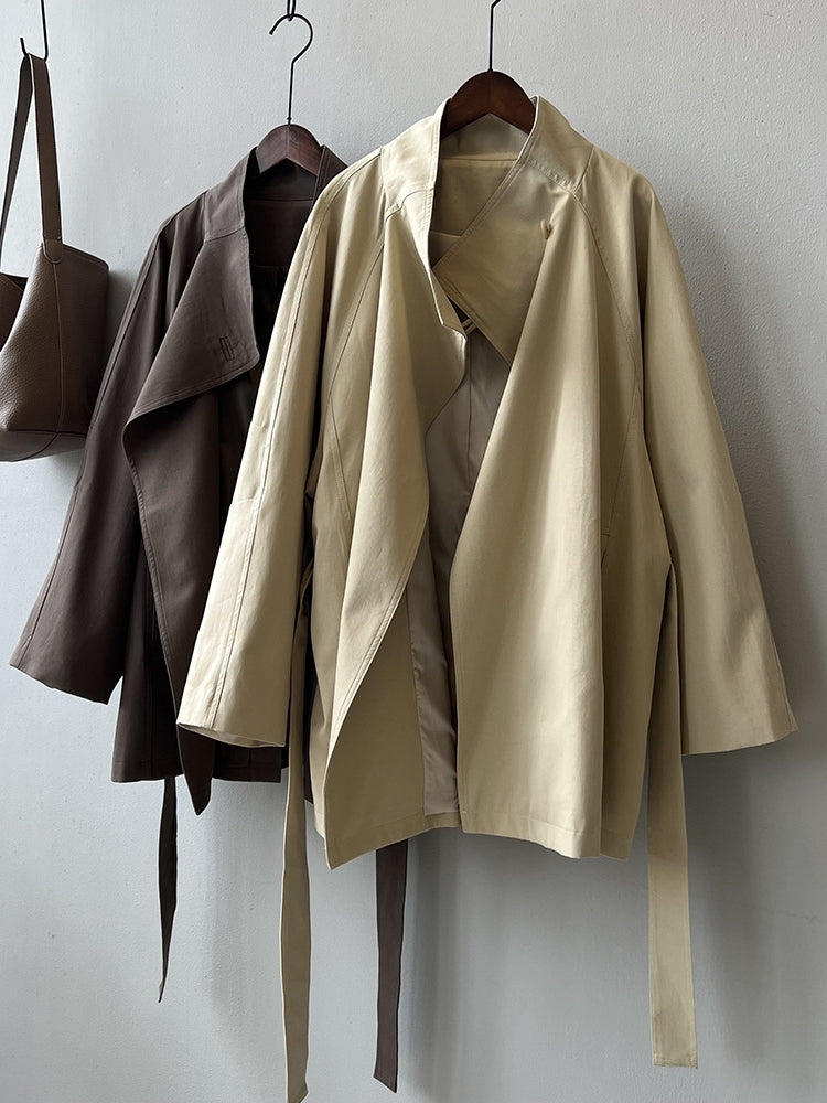 Retro Stand Collar Trench Coat_BDHL7126