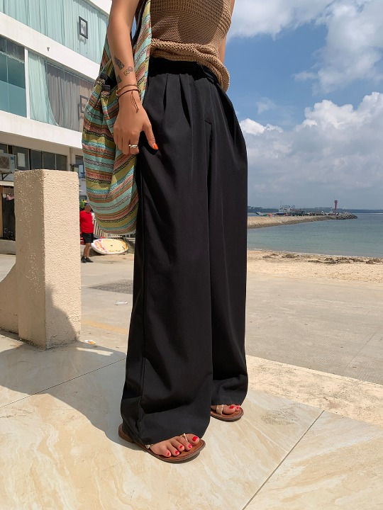 High Waist Draped Wide Leg Pants_BDHL5999