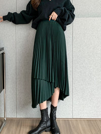 Irregular A-Line Pleated Skirt_BDHL7219