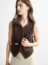 Elegant Weave Tweed Neck Vest_BDHL6956