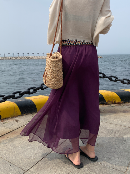 Ethnic Style Draped Long Skirt_BDHL6133