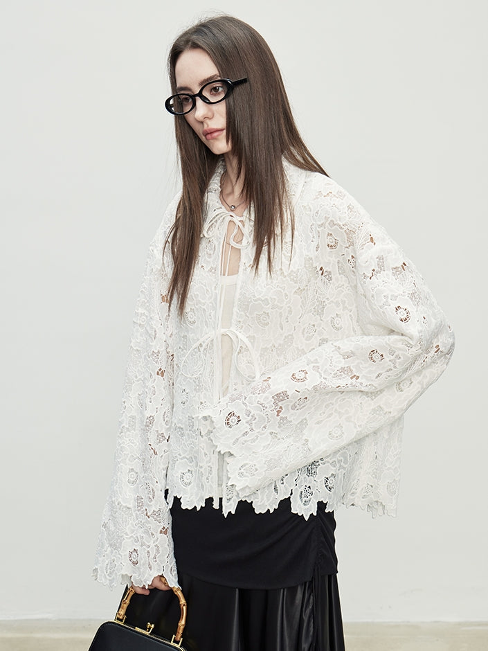 3D Hollow Lace Knit Tops_BDHL7098