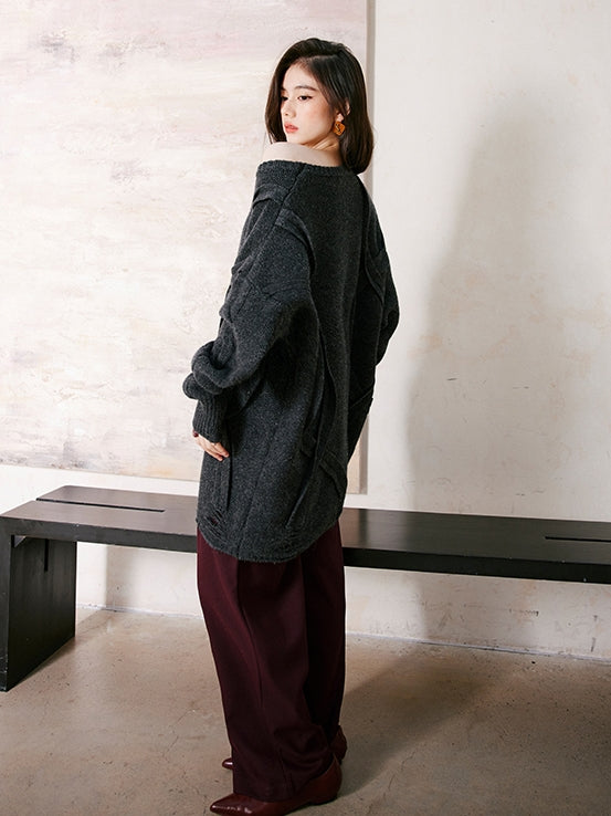 Dark Gray Loose Large Knit_BDHL6745