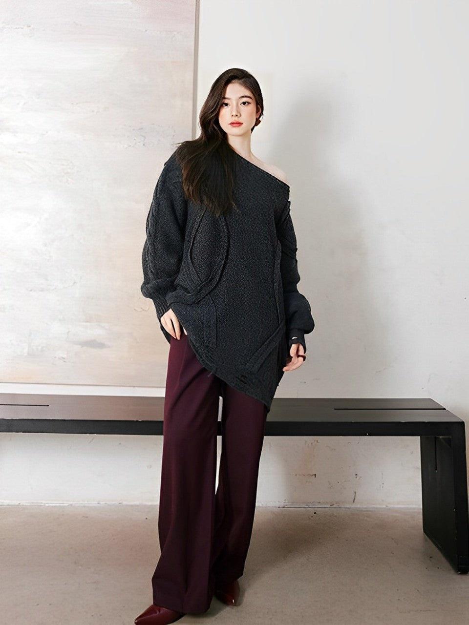 Dark Gray Loose Large Knit_BDHL6745