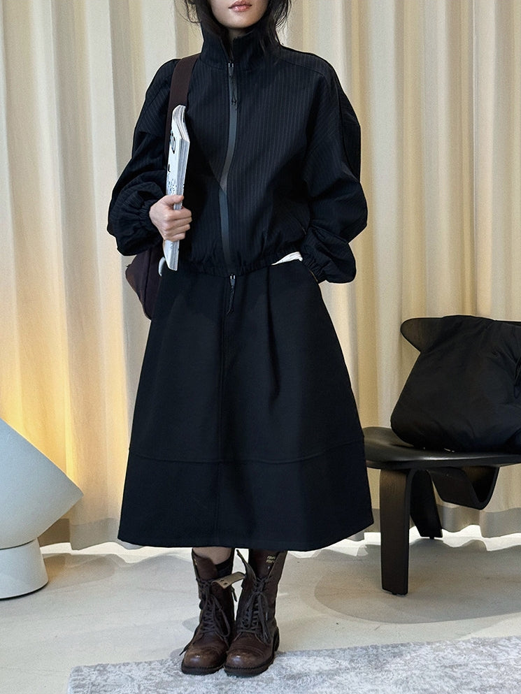 Patchwork A-Line Midi Skirt_BDHL8153