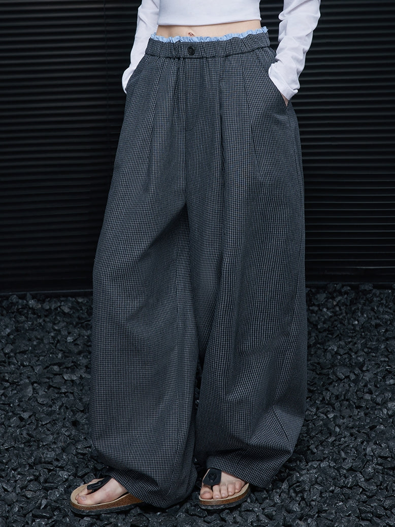 Check-Patterned Wide-Leg Pants_BDHL7801