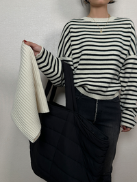 Striped Knitted Tops With Neck_BDHL6915