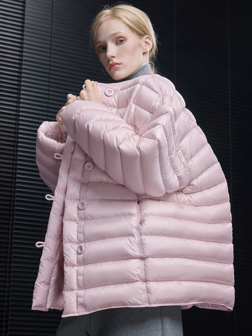 厚針織圓領羽絨外套_BDHL8075