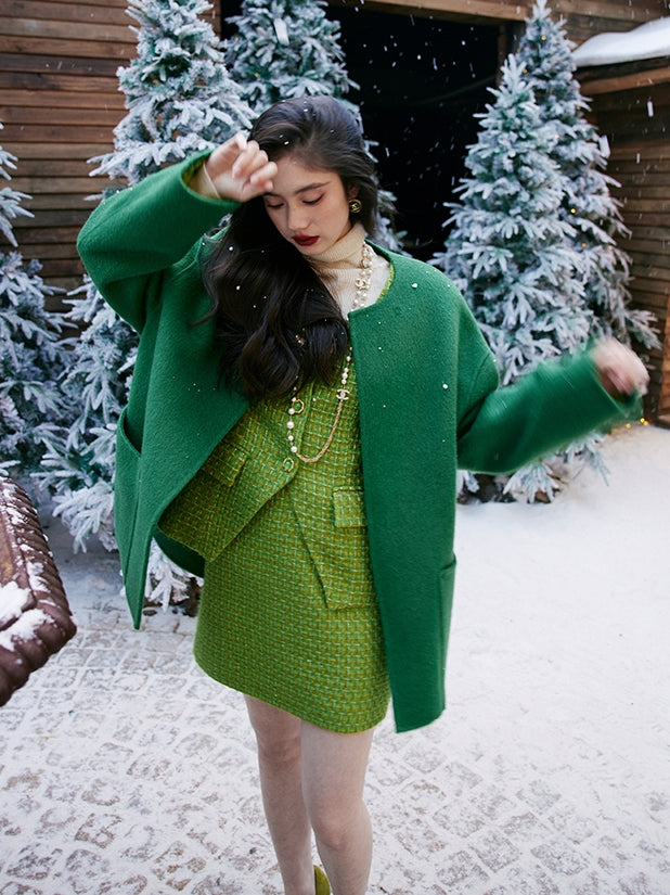 Green Tweed Jacket Or Skirt_BDHL6842