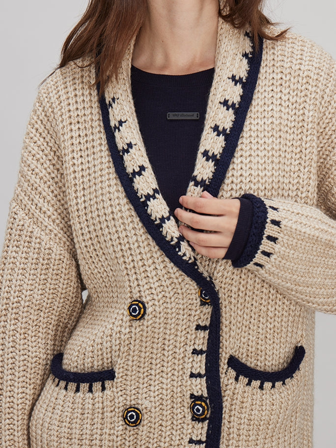 V-Neck Chunky Knit Cardigan_BDHL7989