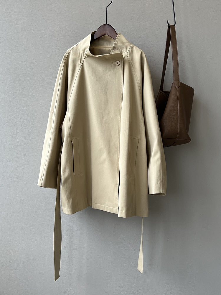 Retro Stand Collar Trench Coat_BDHL7126