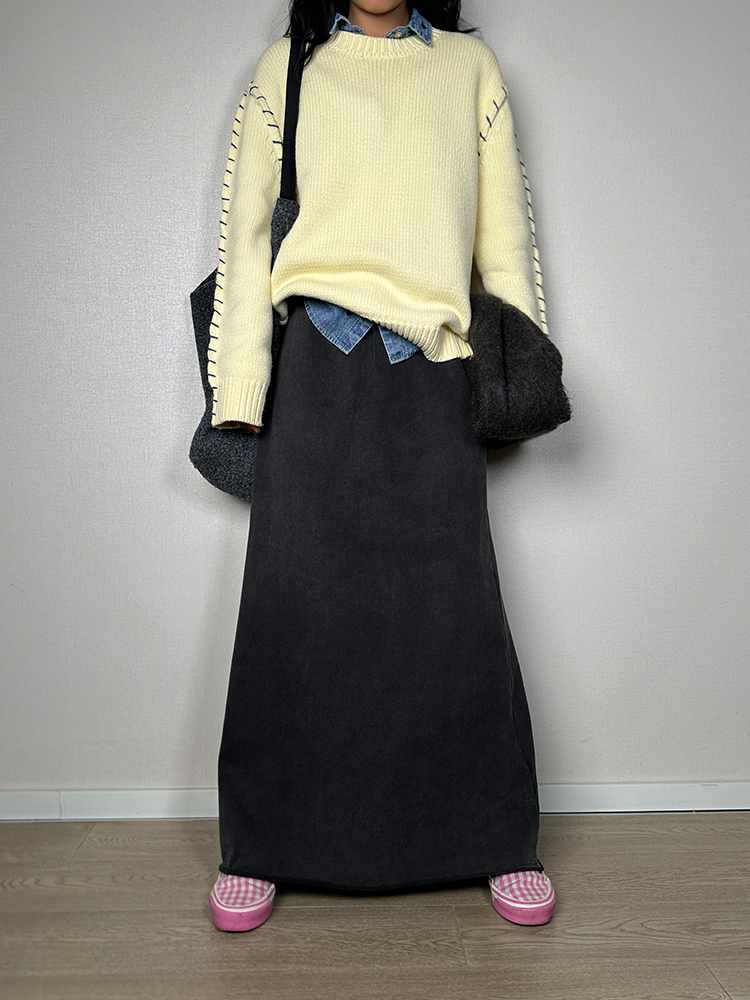 A-line Loose Long Sweatshirt_BDHL6654