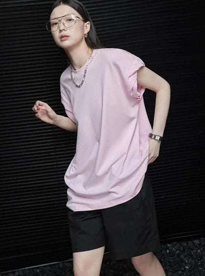 Short Sleeve Loose Pink T-Shirt_BDHL6033